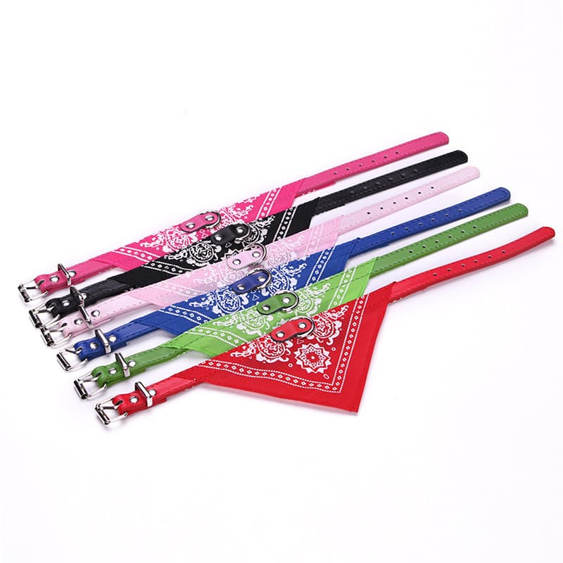 Dog Pu Collar Print Triangle
