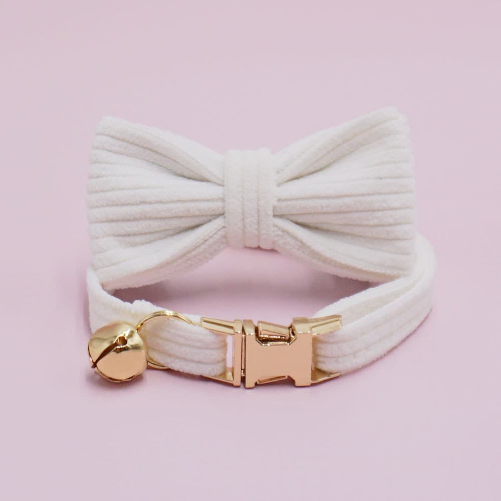 Handsome Cat Bow Corduroy Collar